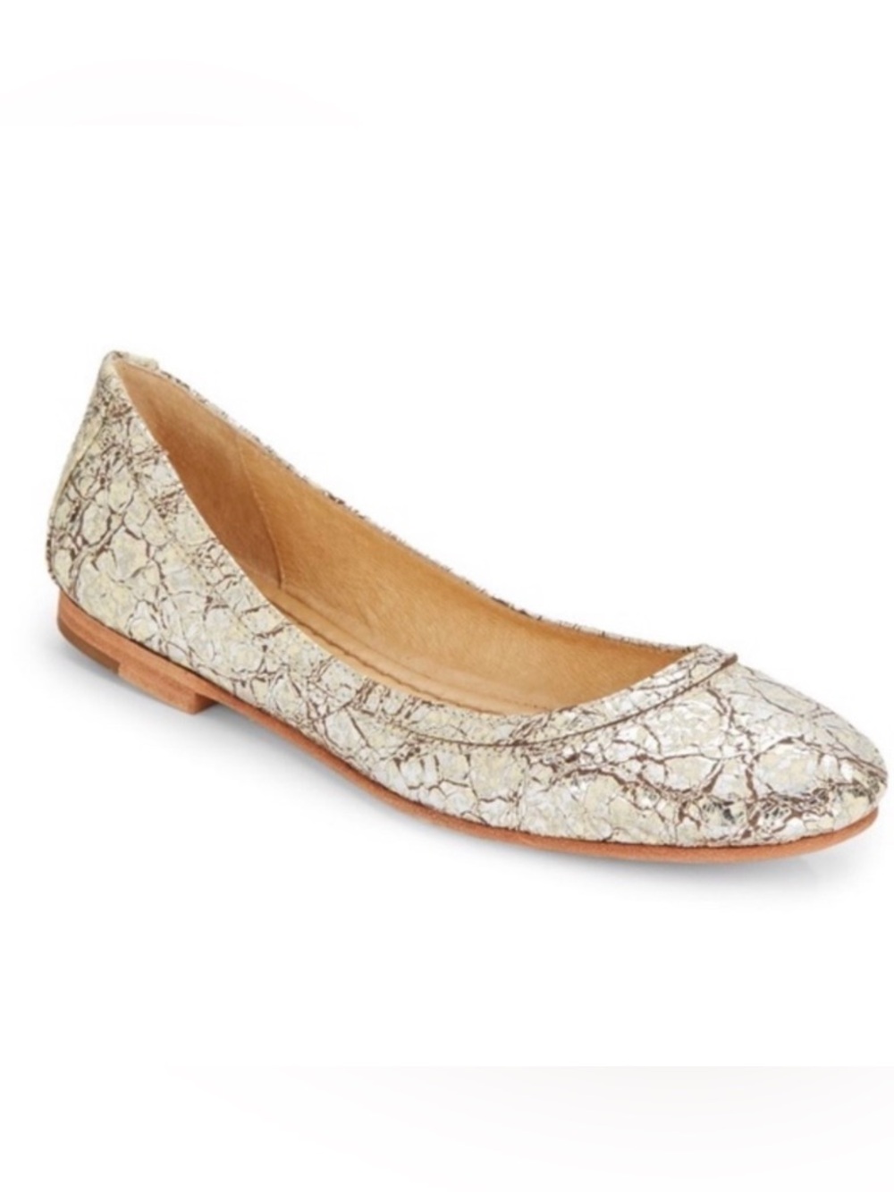Frye Silver Metallic Crackle Carson Flats
